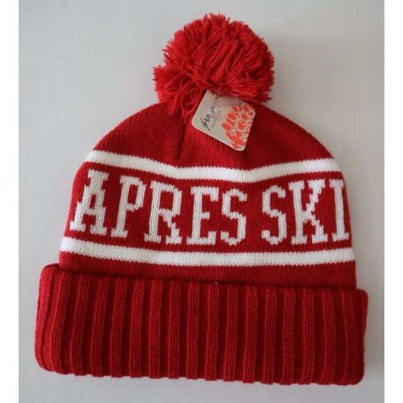 Free People Movement CB205C-K163 O/S Cherry Red Apres Ski Team Pom Beanie - Picture 1 of 5